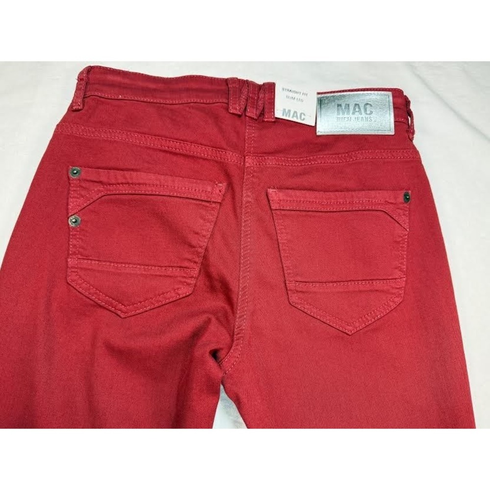MAC Rich Jeans Womens 28x31 Red Straight Fit Slim Leg Stretch Casual NWT - Picture 10 of 11